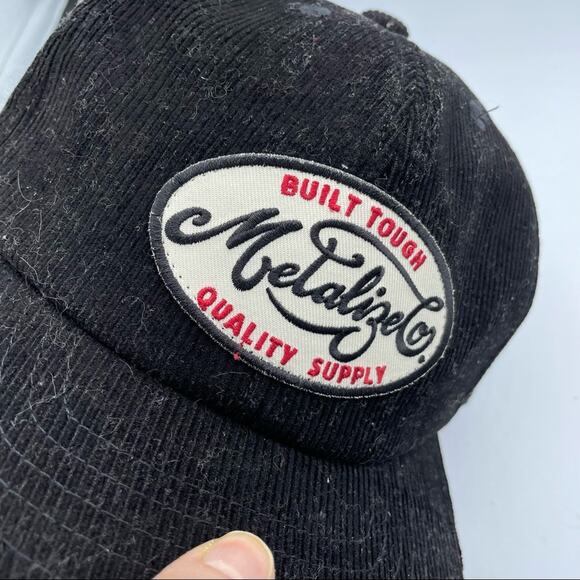 Metalize & Co Black Corduroy Adjustable Baseball Cap Hat Unisex Casual - Picture 2 of 6